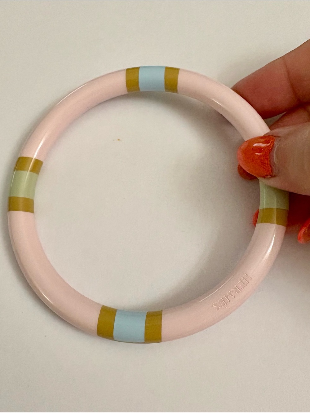 Hermès Rose H Equipe Lacquered Wood Bangle Bracelet Size T3 (M) - Picture 2 of 9